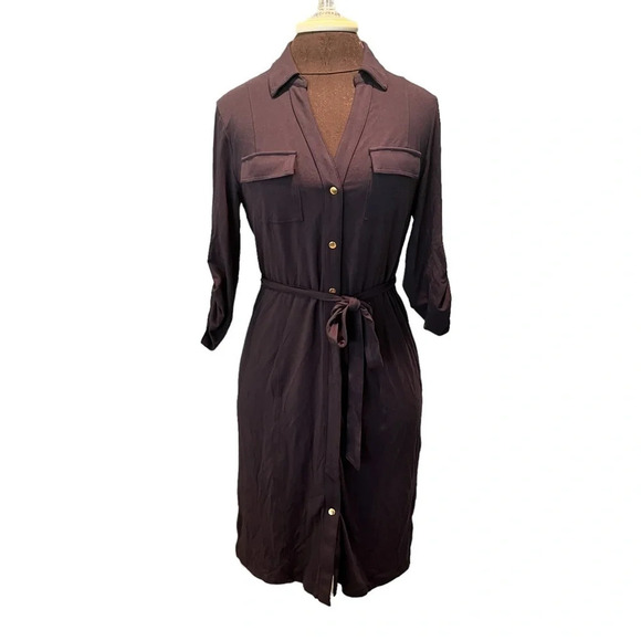 Brooks Brothers Navy Snap Front Jersey Shirt Dress Size Small - Picture 7 of 7